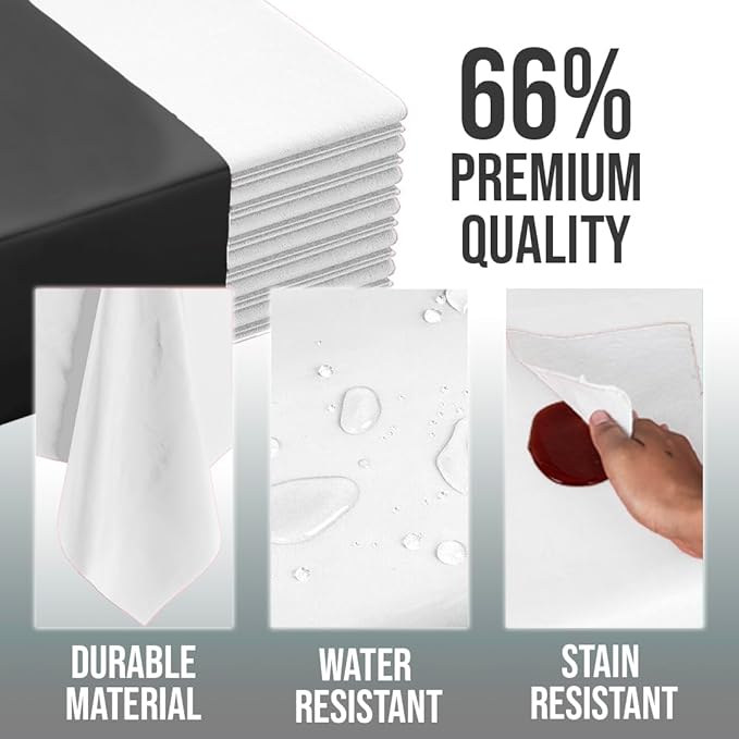 Exquisite White Round Tablecloths Plastic Table Cloth Disposable 48 Pack 84" - Image 3