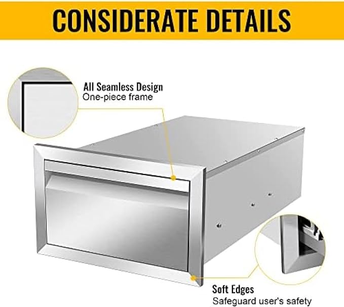 Outdoor Kitchen Stainless Steel Triple Access BBQ Drawers - Image 6