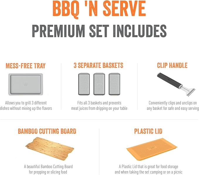 Yukon Glory™ BBQ 'N SERVE Premium Set, Includes 3 Grill Baskets, Serving Tray - Image 5