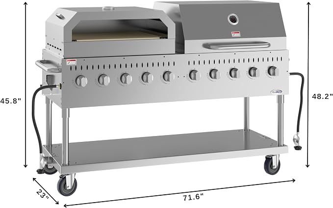 72 in. Commercial Outdoor Propane Gas Grill - Image 3