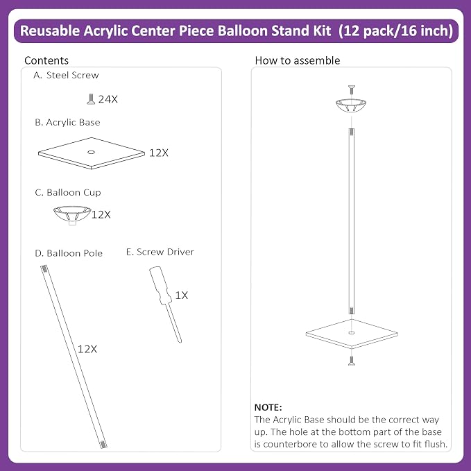 Reusable Acrylic Balloon Stand Kit – Heavy Duty Tabletop Display - Image 4