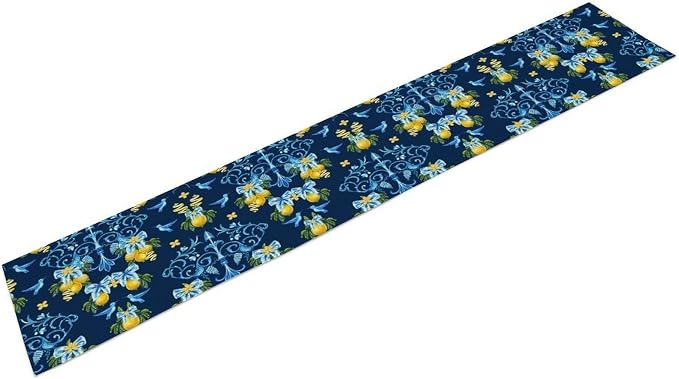 Lemon Fruit Table Runner Nature Bow Farmhouse Talavera Ethnic Folk Rustic Birds - Image 3