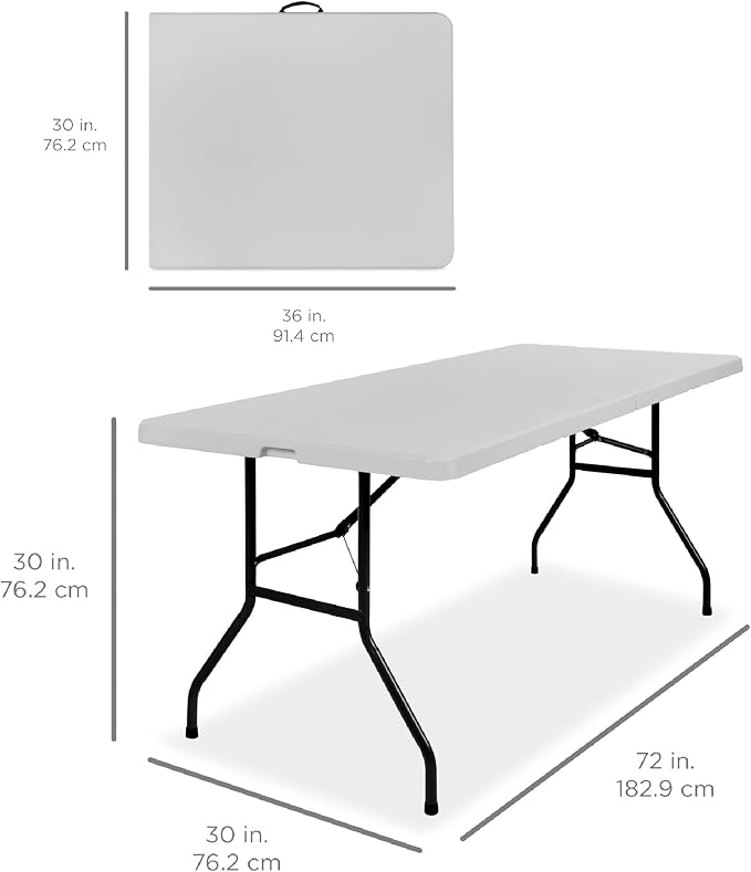 Best Choice Products 6ft Plastic Folding Table, Indoor Outdoor Heavy Duty - Image 2