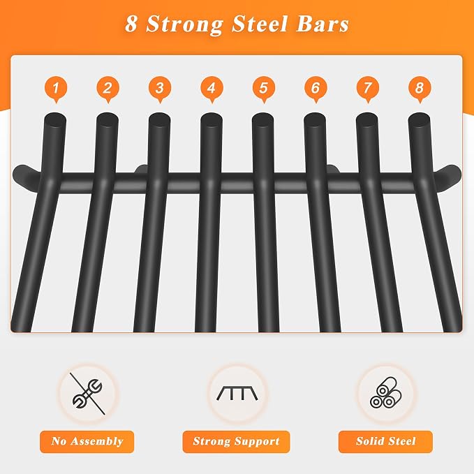 Fireplace Grate 30 Inch with 8 Support Legs, Round Solid Steel Heavy Duty - Image 5