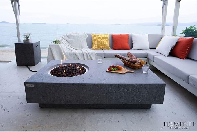 Elementi | Metropolis Gas Fire Pit Cast Concrete 56" Rectangular Fire Table - Image 5