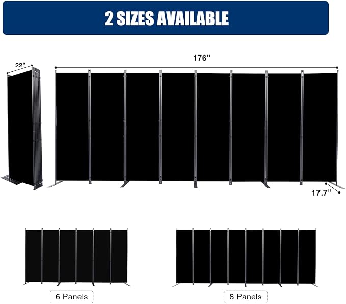 Room Divider and Folding Privacy Screens， 8 Panel Wide Room Divider Wall Screen - Image 5