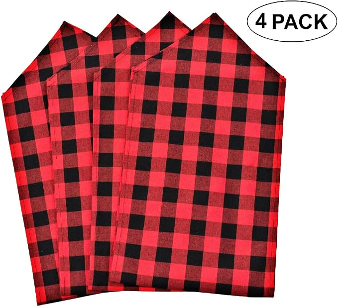 4 Pack Buffalo Check Table Runners Red and Black Plaid Table Runner - Image 3