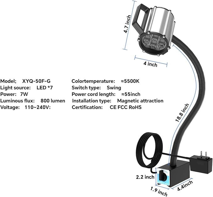 Super Strong Magnetic Base LED Work Light, 800 Lumens IP66 Waterproof Gooseneck - Image 7