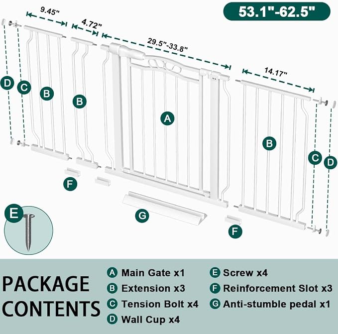Fairy Baby 53.1"-62.5" Extra Wide Baby Gate - Image 2