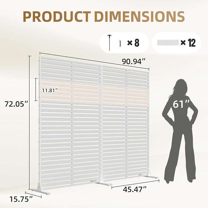 Privacy Fence Screen with Stand 6 Panel 72" H×47" W HDPE Decorative Panels with - Image 5