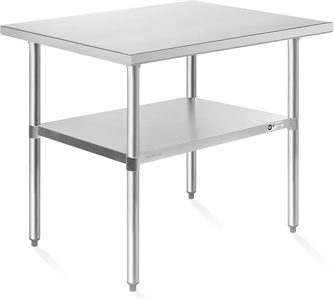 KUTLER Stainless Steel Table 30 x 48 Inches, NSF Heavy Duty Commercial Kitchen by Kutler