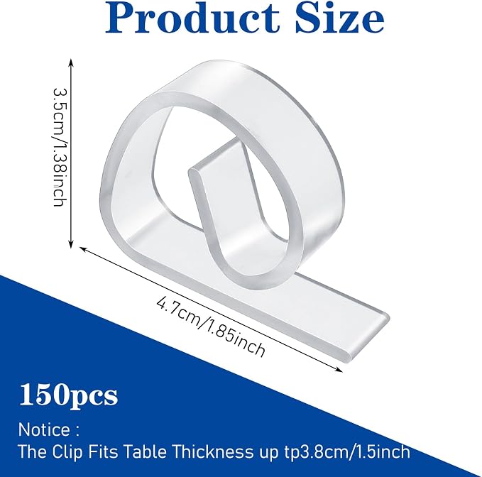 150PCS Transparent Clear Tablecloths Clips Bulk, Plastic Table Cloth Clips - Image 2
