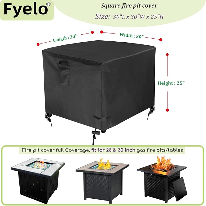 30 Inch Gas Fire Pit Cover for 28-30 Inch Square Fire Pit Tables, Heavy Duty - Image 2