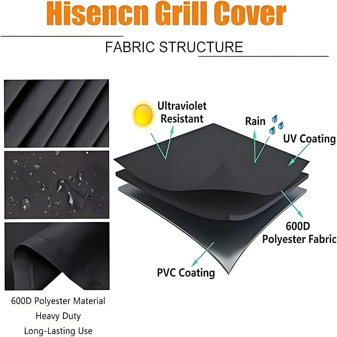 Hisencn Grill Cover for Pit Boss Austin XL, 600D Heavy Duty Pellet Smoker BBQ - Image 8