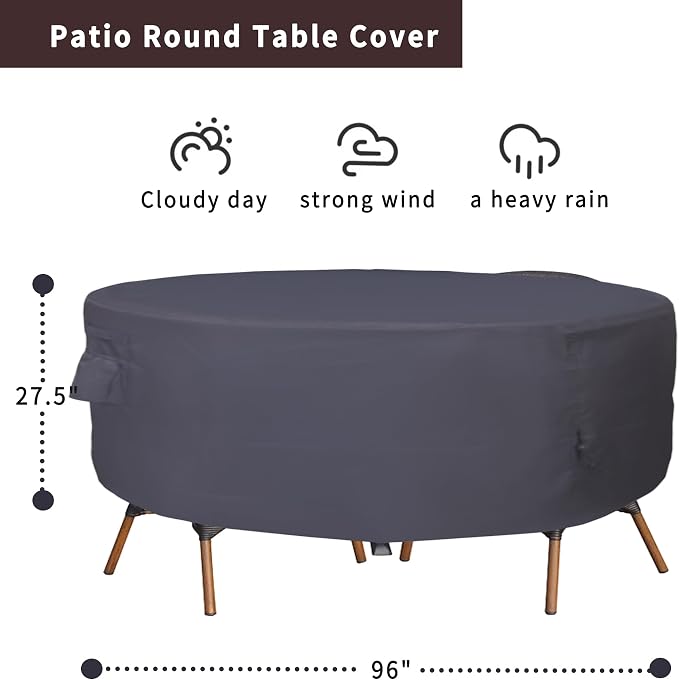 Round Patio Furniture Cover, Heavy Duty and Waterproof - Image 2