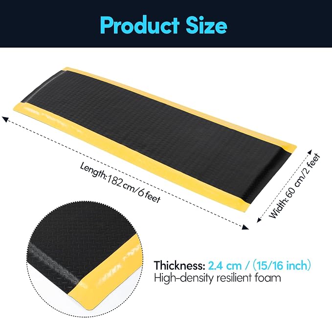 2 x 7 FT Anti Fatigue Mats Industrial 15/16 Inch Thick Soft Sponge Ergonomic - Image 2