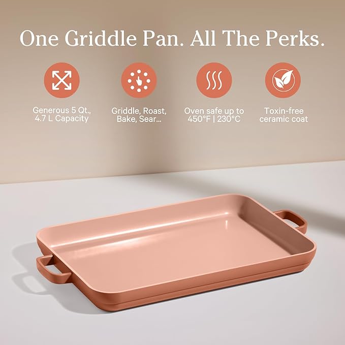Griddle Sheet Pan with Nonstick Ceramic Coating, Spice Color