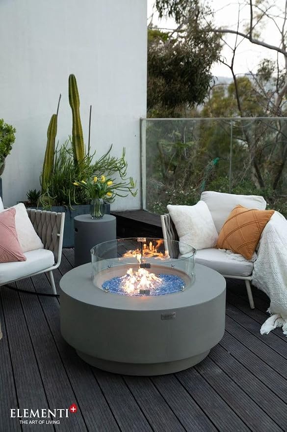 Elementi+ | Bundle Colosseo Gas Fire Pit Cast Concrete 40" Dia. Round Fire Table - Image 3