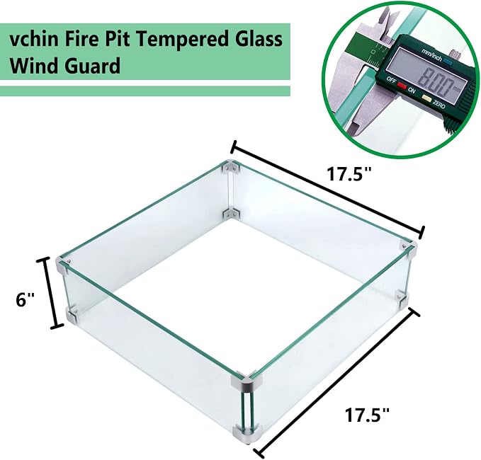 Fire Pit Wind Guard, 17.5 Square Fire Pit Glass Wind Guard Made of Clear - Image 2