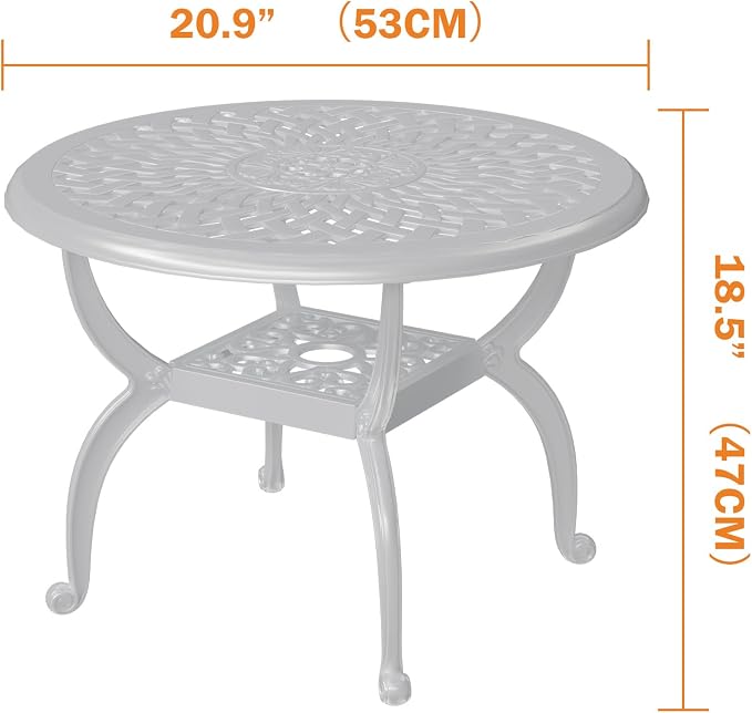 Cast Aluminum Outdoor Side Table, All Weather Round Bistro Table, Outdoor - Image 3