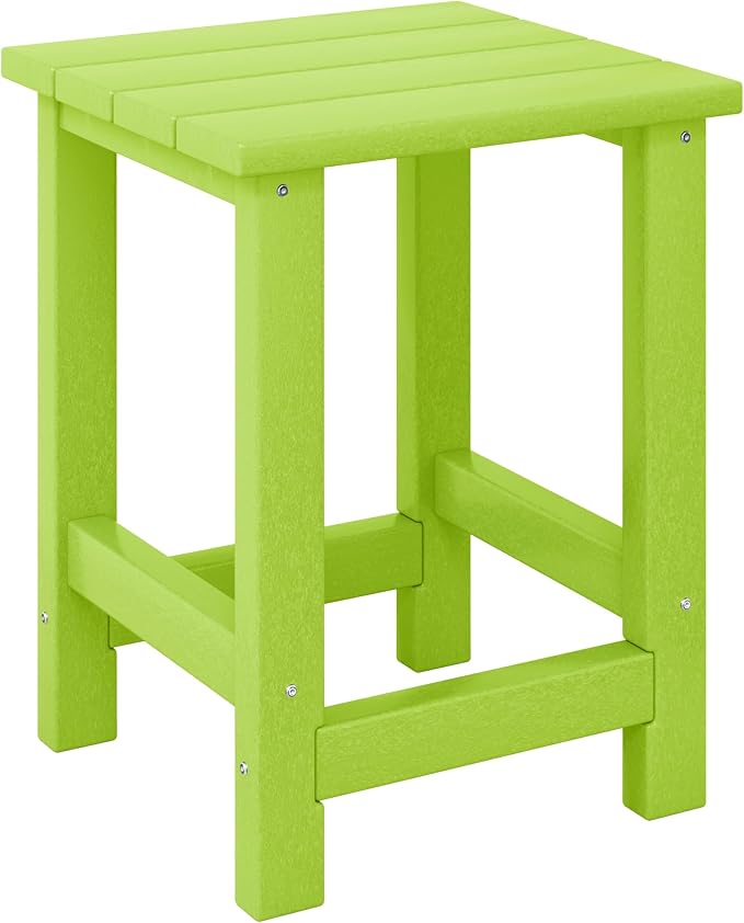Costaelm Kids Outdoor Side Table, Small Patio HDPE Adirondack Square Table by Costaelm