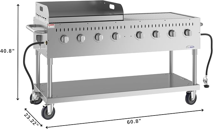 60 in. 8-Burner Commercial Outdoor Propane Gas Grill - Image 3