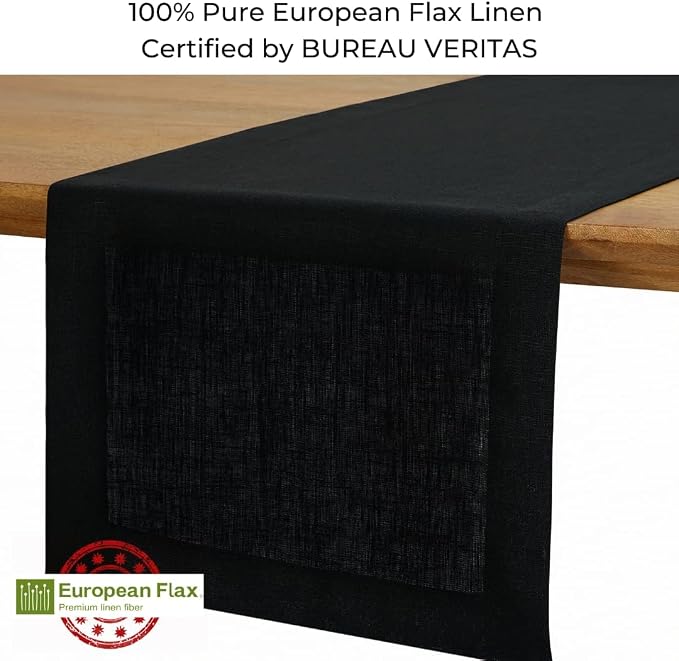 D'Moksha Homes Linen Black Table Runner 108 Inches Long - Image 3