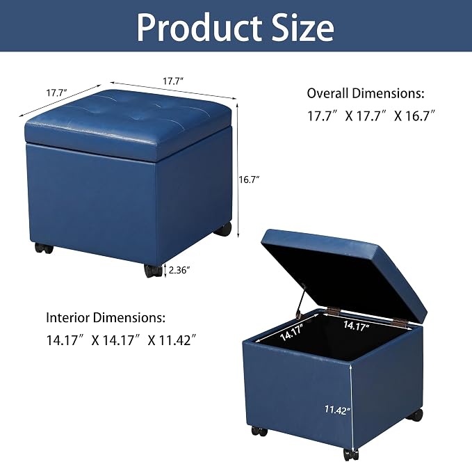 Homebeez Faux Leather Storage Ottoman - Image 3