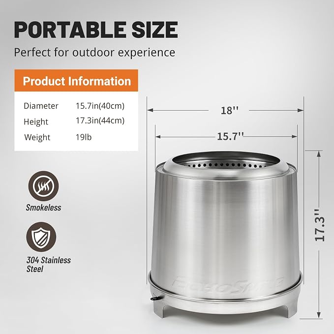 EchoSmile 18" Smokeless Firepit - Image 3
