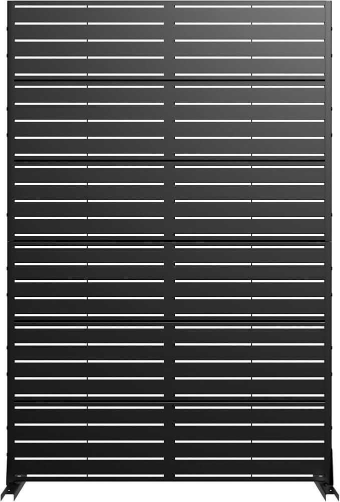 Casaphoria Metal Privacy Screen Outdoor, Louvered Black - Image 2