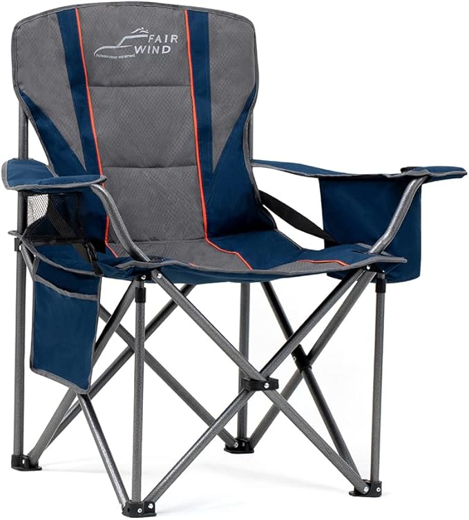 Folding Camping Chair, 450 lb Capacity, Blue, 25.2-Inch Seat