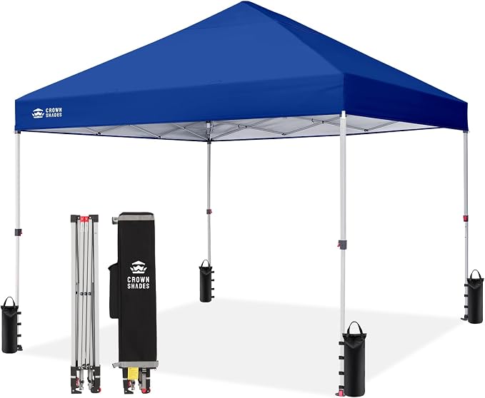 CROWN SHADES 8x8 Pop Up Canopy, Patented Center Lock One Push Instant Popup by CrownShades