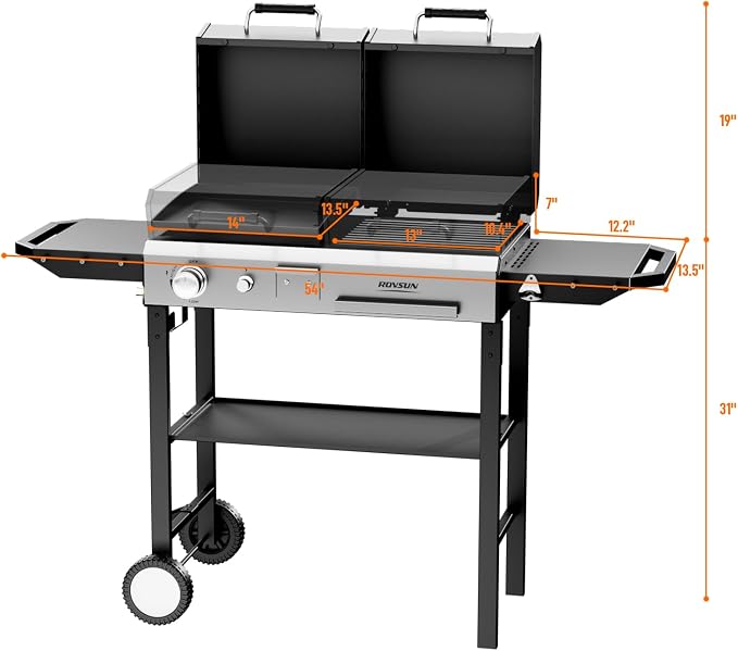 ROVSUN 2-in-1 Propane Gas Grill and Charcoal Grill Combo - Image 5