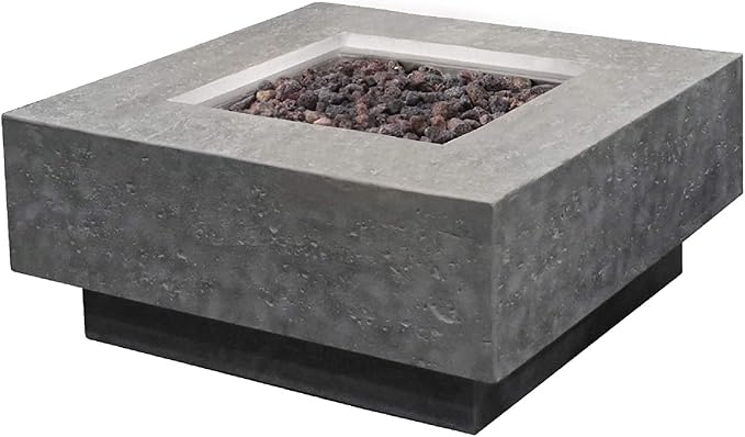 Elementi | Manhattan Gas Fire Pit Cast Concrete 36" Square Fire Table, Outdoor - Image 8