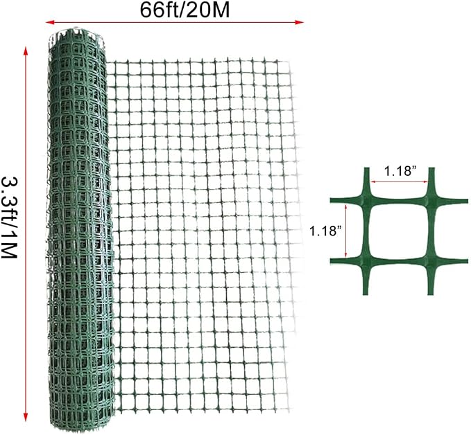 Plastic Garden Fence Animal Barrier, 3.28 x 66 FT Heavy Duty Hard Plastic Mesh - Image 2
