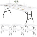 6 Pack Stretch Fabric Table Top Cap Cover, fits 8Ft Tables, Spandex Table by Pesonlook