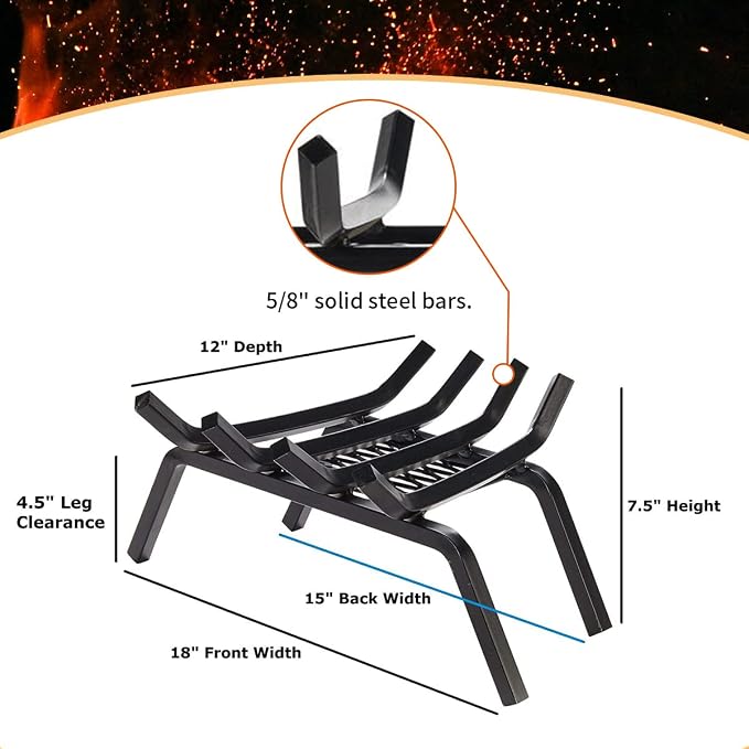 Heavy-Duty Steel Fireplace Grate - Image 4