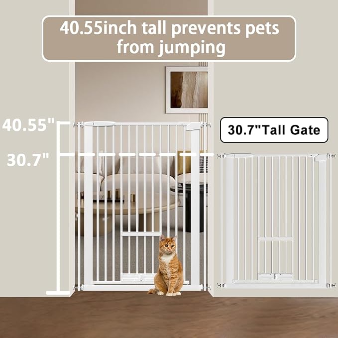 40.55" Tall 1.37" Ultra Narrow Spacing 30.12-45.87" Wide Dogs Pets Baby Gate - Image 4