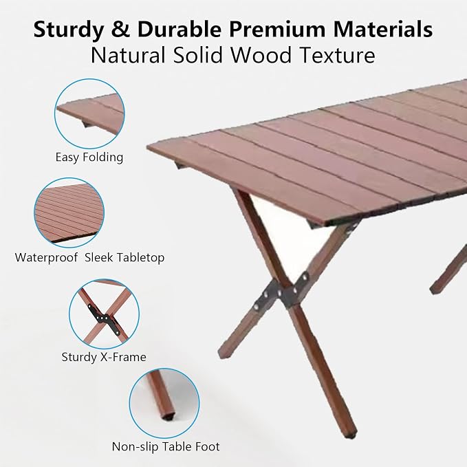 Folding Camping Table, 48Inch Lightweight Roll-Up Table Aluminum Low Portable - Image 3