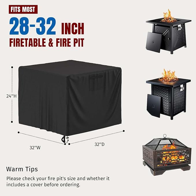 SHINESTAR 32 Inch Fire Pit Cover Square, Fits - Image 3