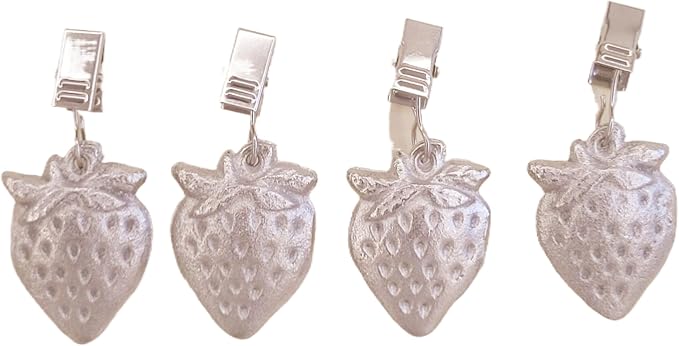 TwoFish Home Set of 4 Metallic Strawberry Tablecloth Clamps Metallic Strawberry - Image 3