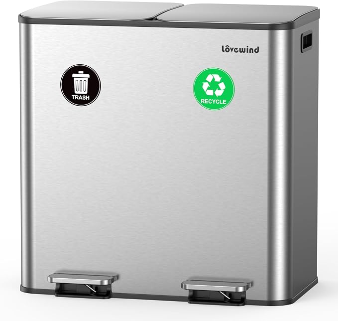 Lovewind Trash Can, 2 x 10.5 Gallon Garbage Can by LOVEWIND