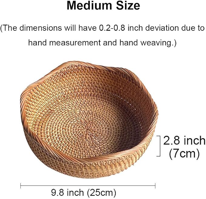 RT&BS Rattan Bread Baskets for Serving, Christmas Food Baskets, Handwoven Fruit - Image 2