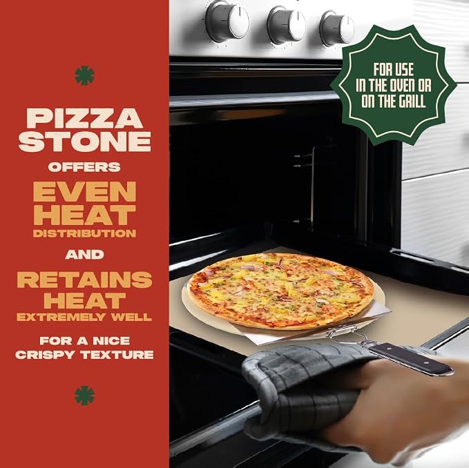 Concord 3 Piece Pizza Stone, Pizza Peel, Pizza Cutter, - Image 5