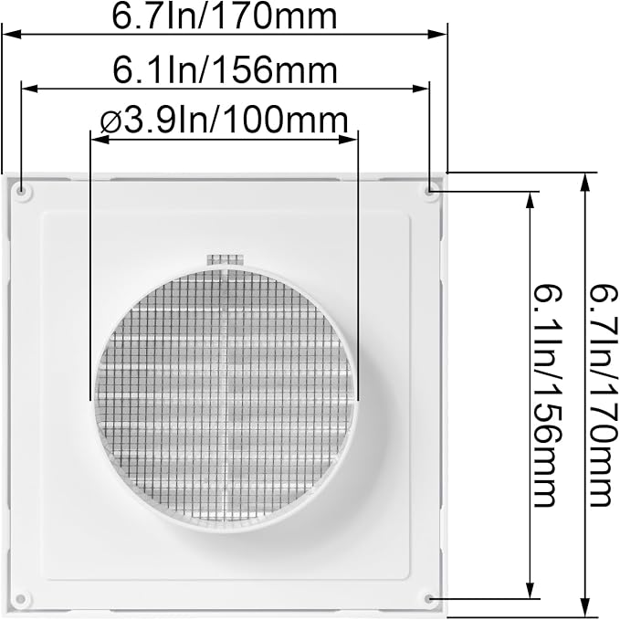 White 4" Inch Ventilation Grille - Image 2