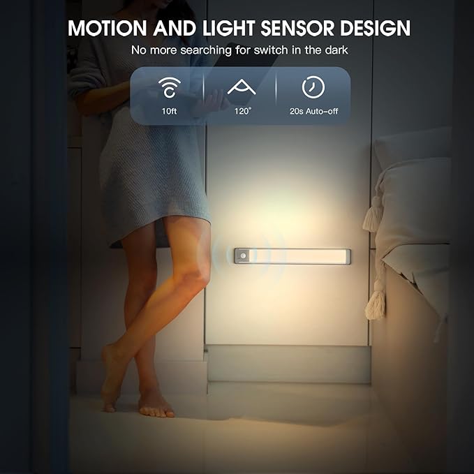 10inch Under Cabinet Lighting, 2 Pack Rechargeable Motion Sensor Light Indoor - Image 4