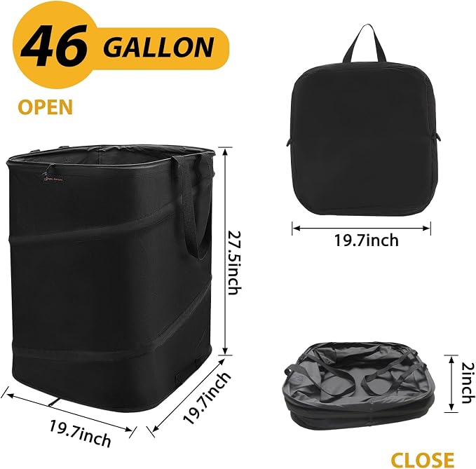 YUDI & GARDEN 46 Gallon Square Collapsible Yard Waste Bin, Collapsible Trash Can - Image 3