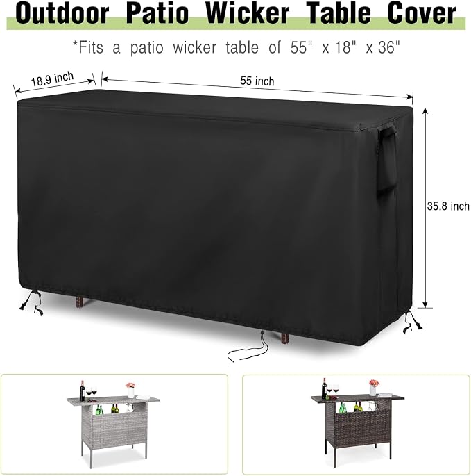 Outdoor Bar Cover for Patio Wicker Bar Counter Table 55"L x 18"D x 36"H - Image 7