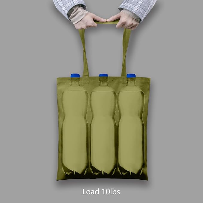 TOPDesign 24-Pack Economical 16"x15" Olive Green Cotton Tote Bags, Lightweight - Image 6
