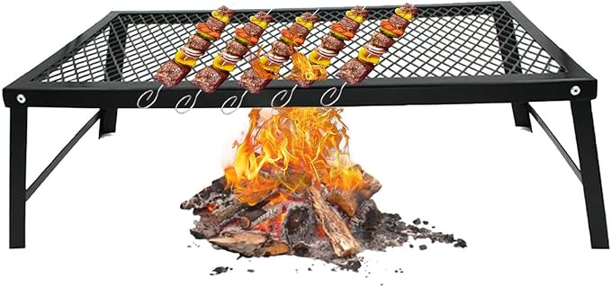 Campfire Grill Grate, Heavy Duty Folding Kitchen | Camping Grate Over Fire by Unknown